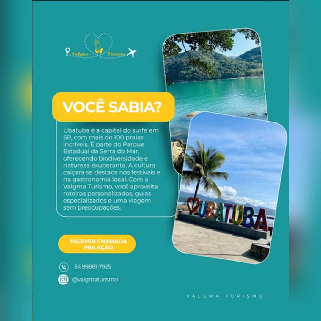Post da Valgma Turismo com curiosidades sobre Ubatuba